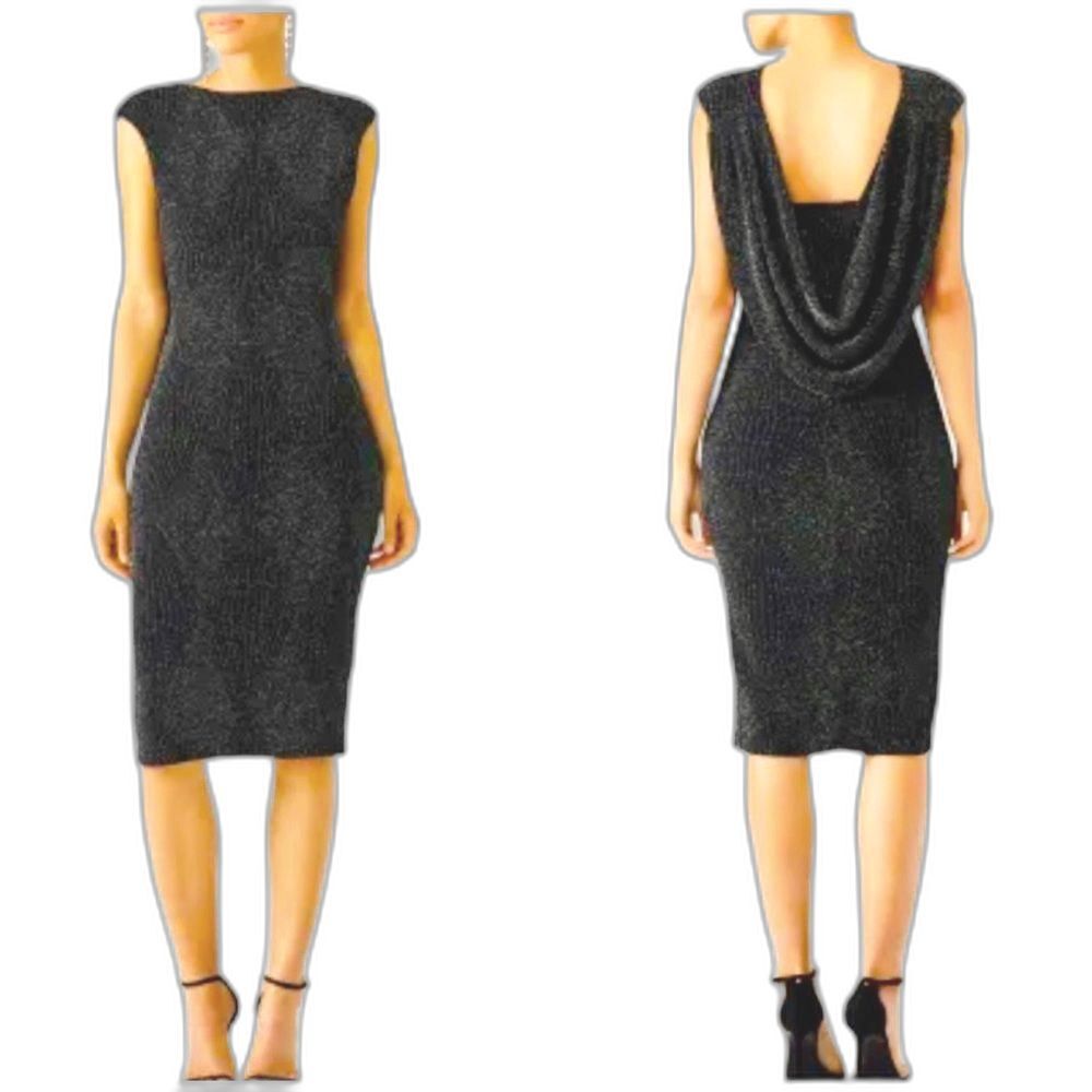 Shoshanna Shimmering Chevron Cocktail Dress in Black Sz 10 - Picture 1 of 6